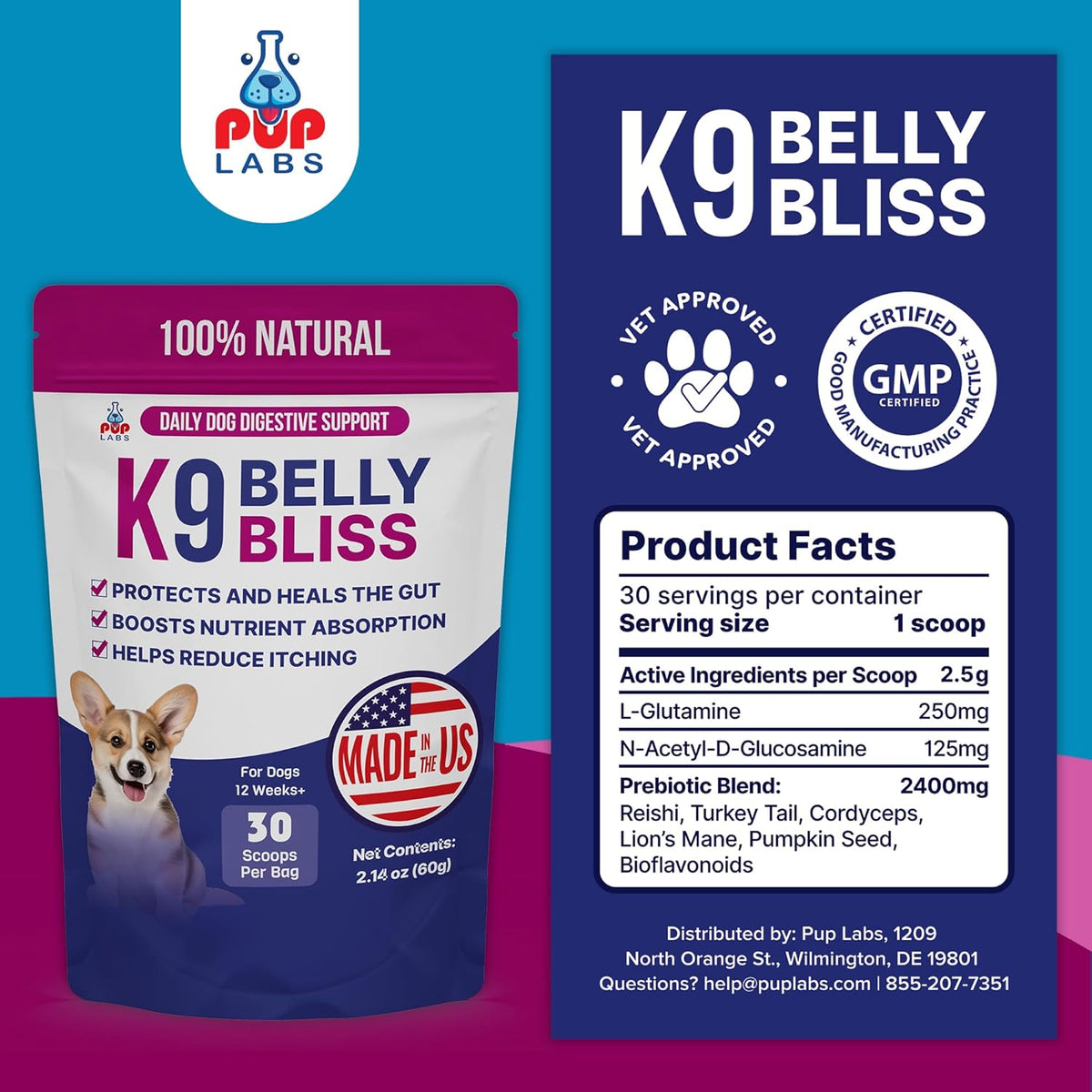 VL Belly Bliss™ Gut Health For Dogs - Vet Approved Prebiotic